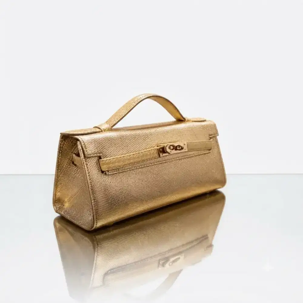 Tas Pesta Wanita Gold Kulit Sapi