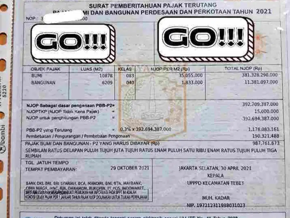 Harga Miring dibawah NJOP, Tanah Komersial di area premium Tebet