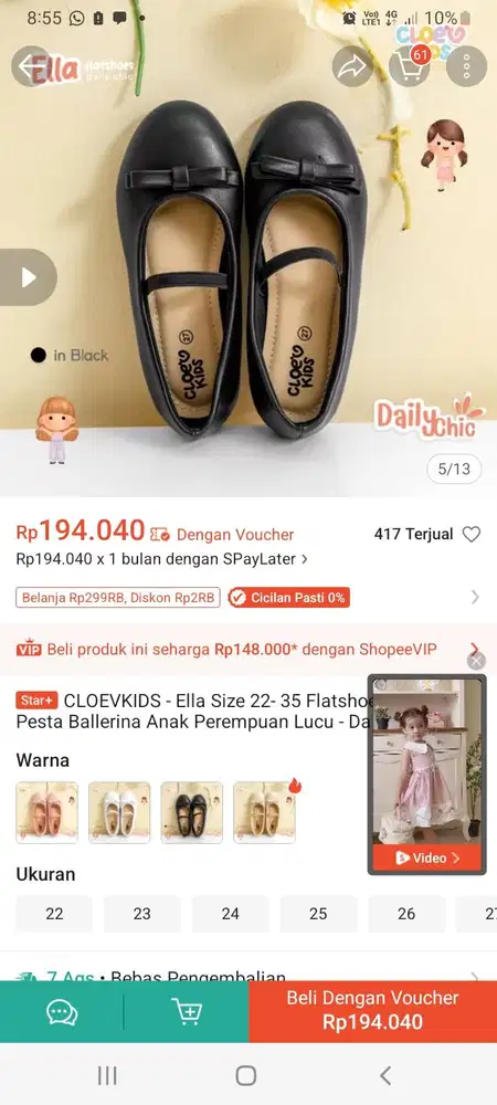 Sepatu anak perempuan balerina clove kids