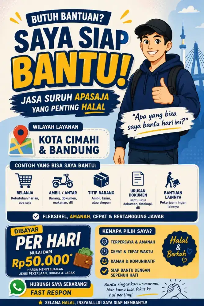 JASA SURUH APA SAJA (HALAL) | CIMAHI & BANDUNG | BAYAR HARIAN