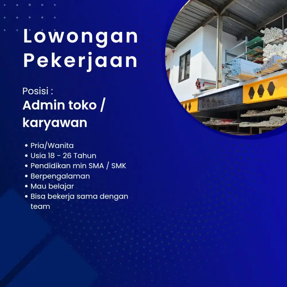 DIBUTUHKAN KASIR TOKO