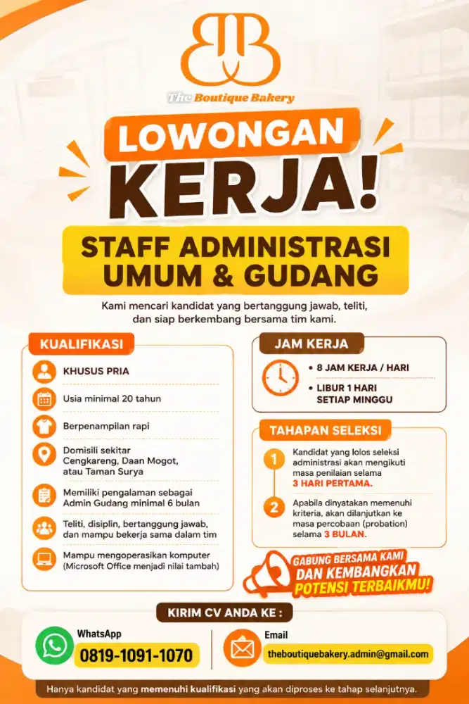 Lowongan Admin Umum & Gudang