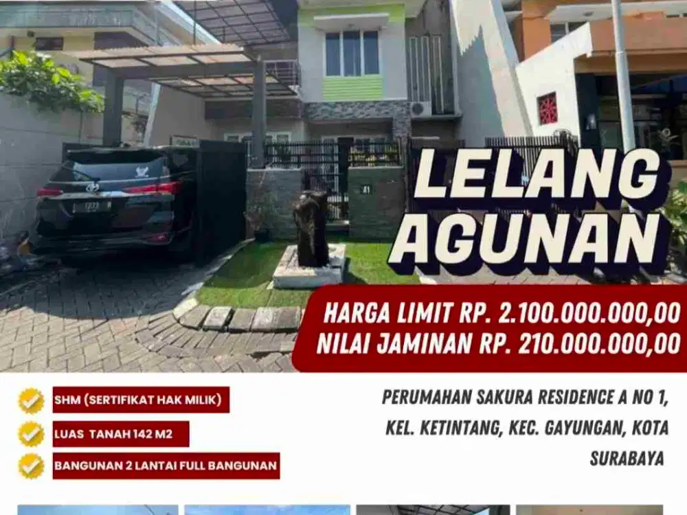 Jual rumah Perum Sakura Regency Ketintang Surabaya