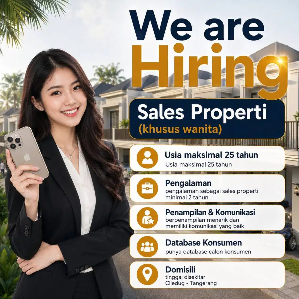Dicari Sales Properti khusus Wanita