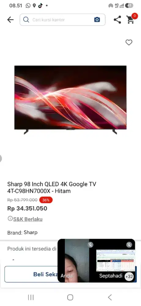 Sharp 98 inch qled 4k google tv 4T-c98hn