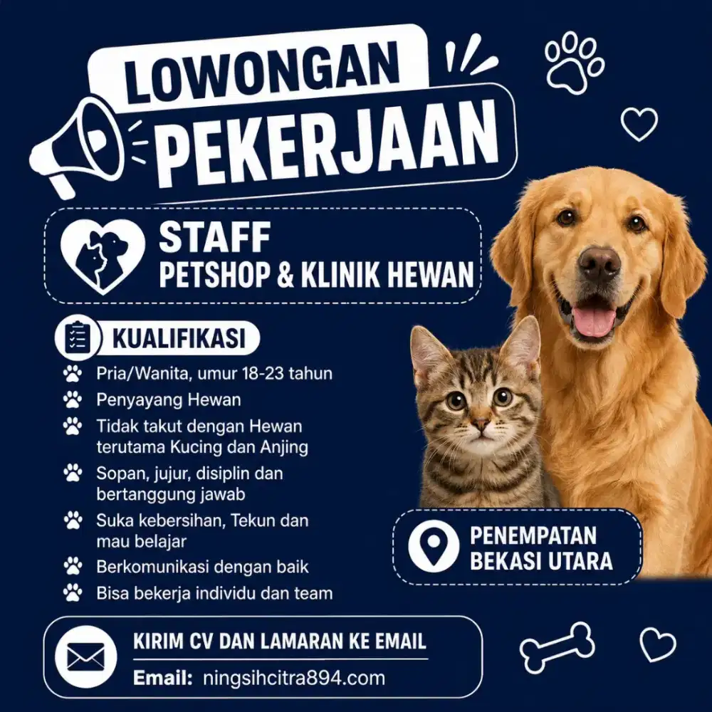 Lowongan kerja petshop dan klinik hewan