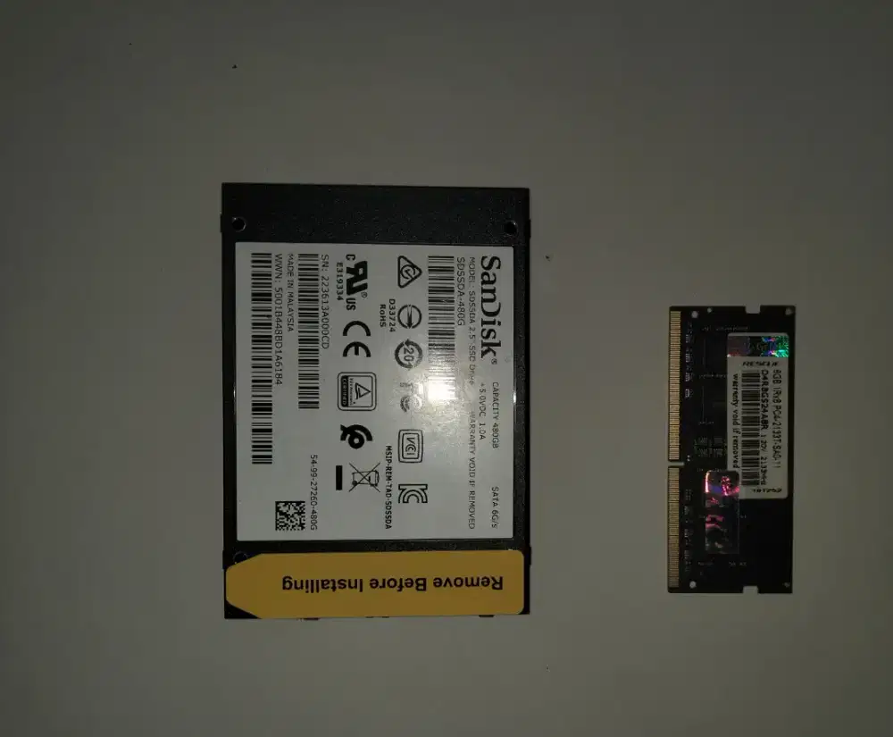 Ram laptop ddr 4 8 Gb & ssd 480 Gb