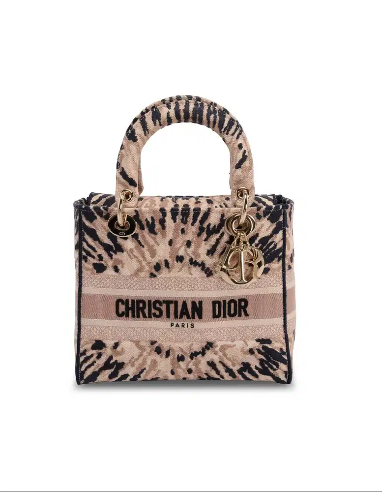 Christian DIOR PINK TIE DYE CANVAS MEDIUM LADY D-LITE BAG