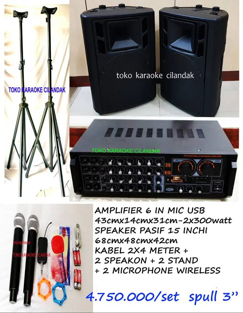 paket sound sistem + stand dan microphone