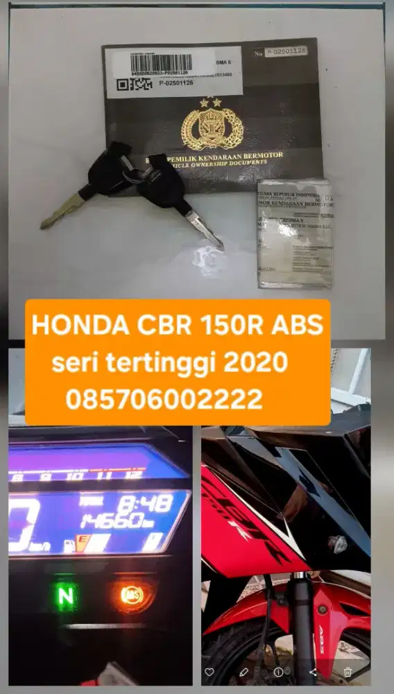 Super istimewah HONDA NEW CBR 150R 2020 ABS.seri tertinggi.pajak baru
