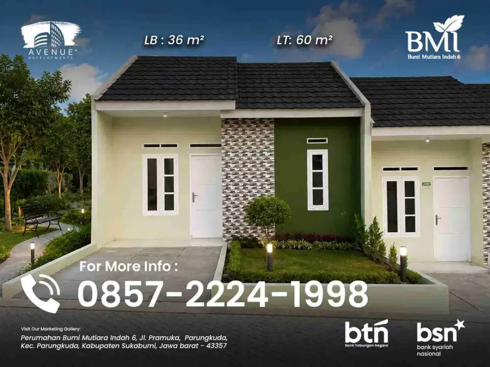 Rumah Subsidi Cicilan 1 Jutaan perbulan Flat Sampai Lunas, Lokasi dekat Akses Pintu Tol Bocimi