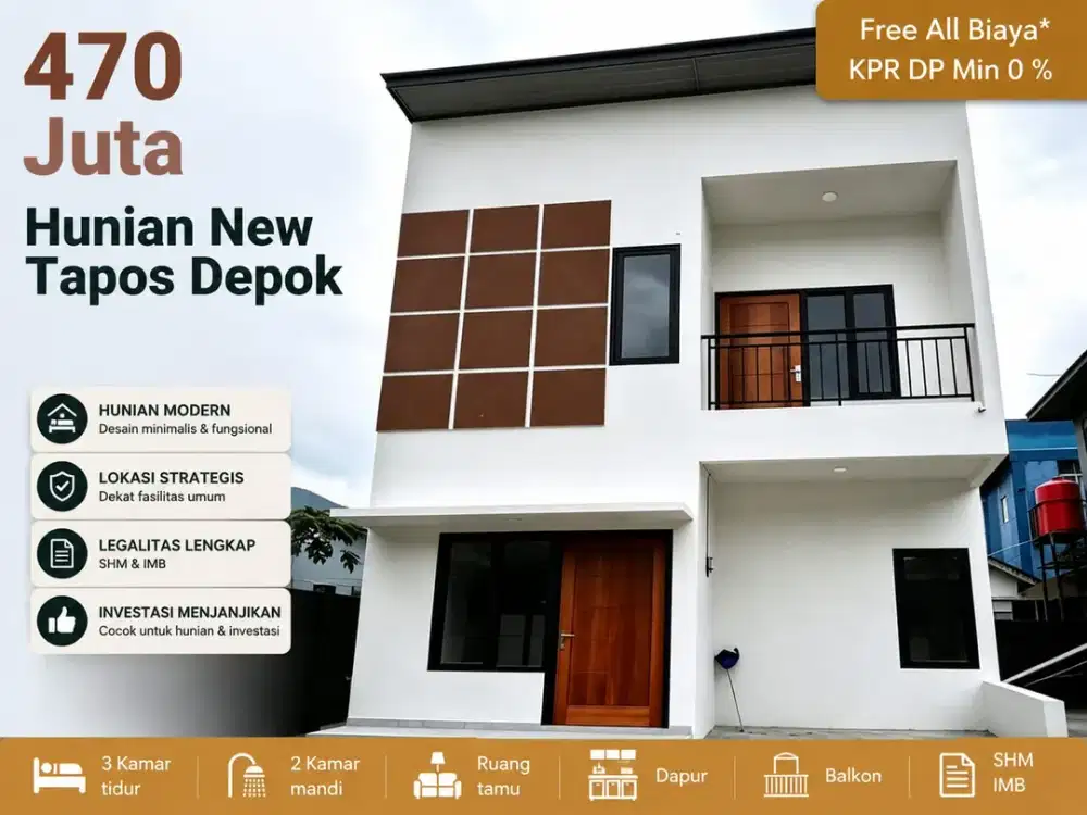 2 Unit Rumah New Non Cluster Dekat Gerbang Tol Cisalak Depok- Free All Biaya
