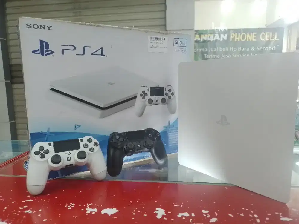 PS4 Slim Ori 500GB + 2 Stik Glacier White