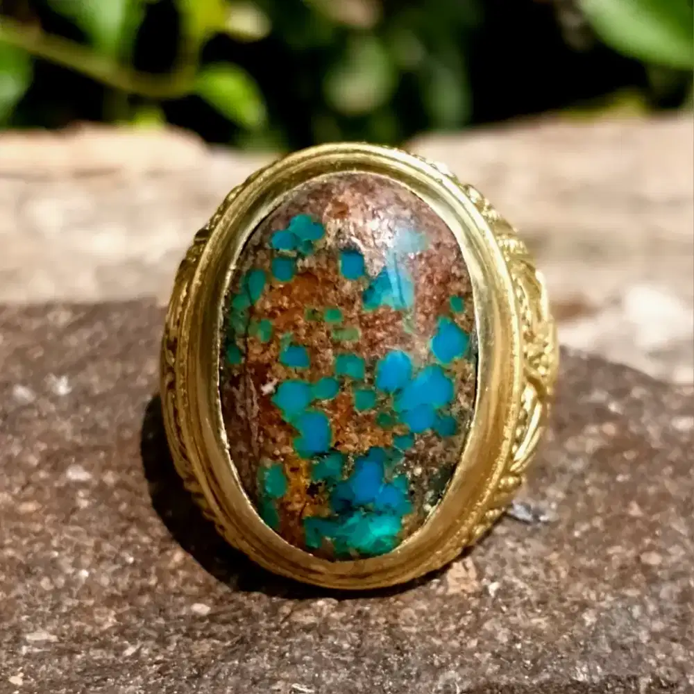 Cincin kuningan pirus persia 20x13