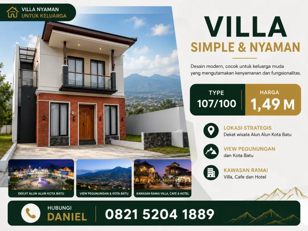 Villa Etnik Modern di Kota Batu – Private Pool & View Mountain Menawan