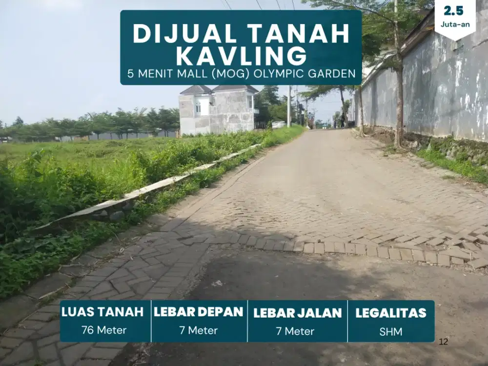 Tanah Malang 5 Menit Kampus UNMER Malang Cocok Bangun Rumah Row Jalan 6 Meter