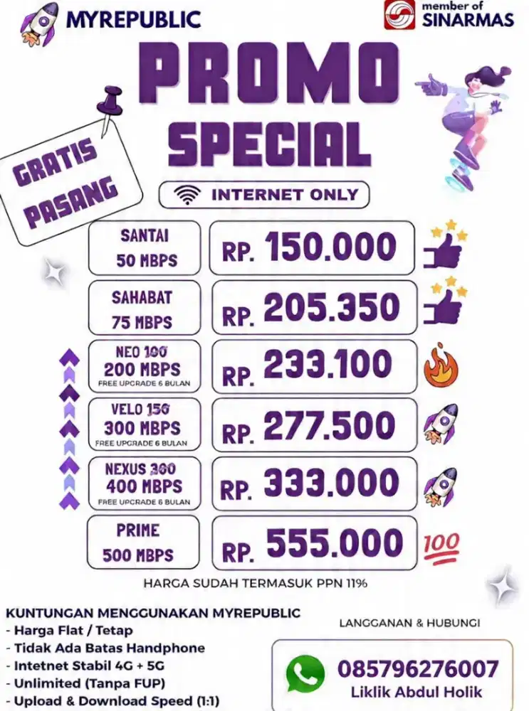 Jasa Pasang Internet Rumah Rp.150.000/Bulan