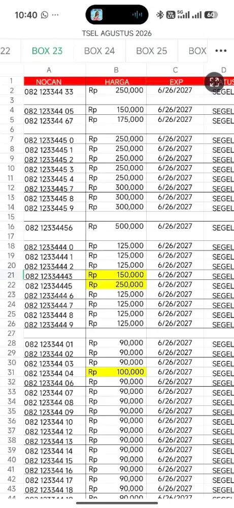 Nomor cantik Telkomsel seri urut naik