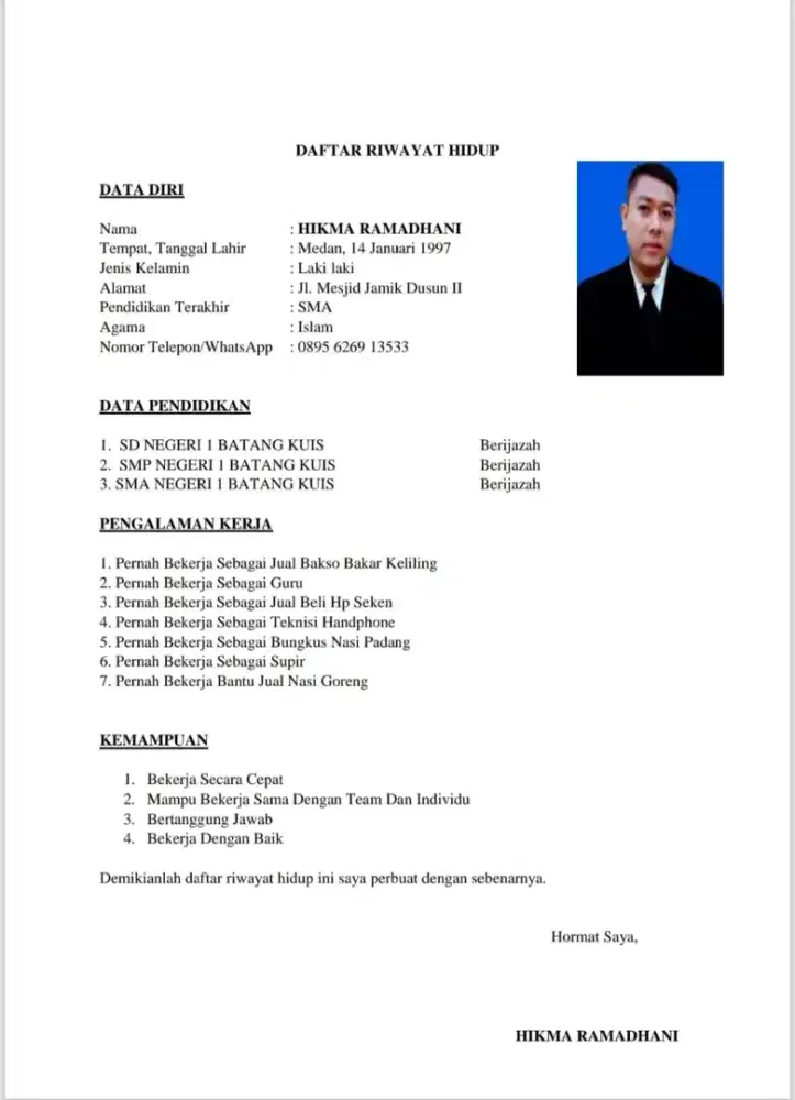 Saya Sedang Mencari Pekerjaan Bpk / ibu