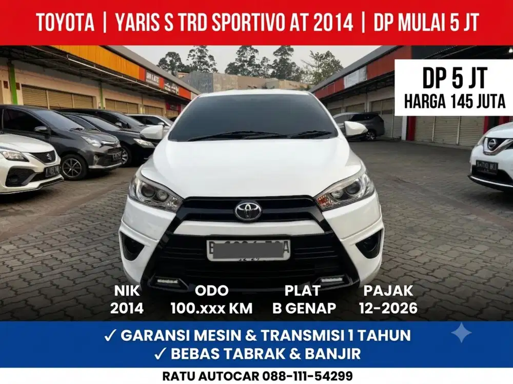 DP PROMO 5JT YARIS S TRD MATIC 2014 PUTIH