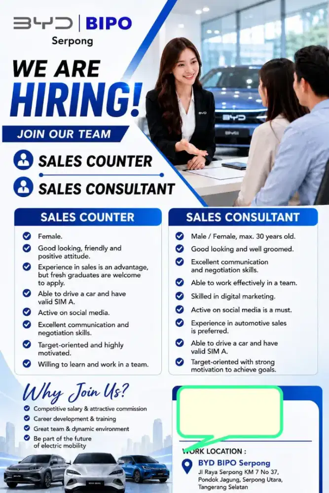 Dibutuhkan Segera Sales Consultans