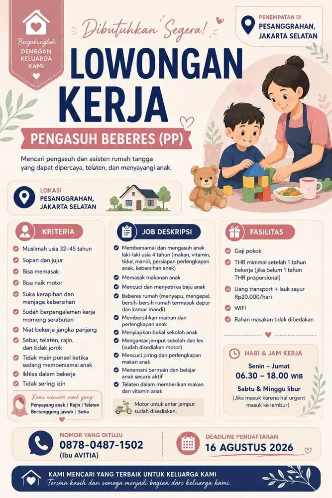 Dicari Pengasuh Beberes (PP)