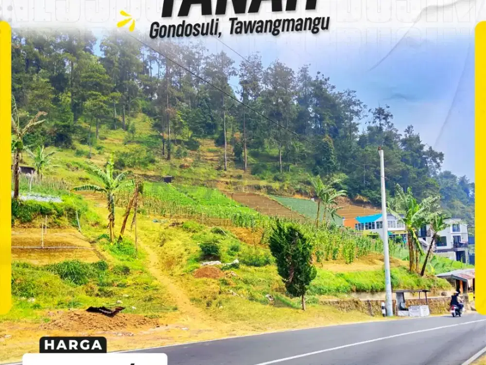 Sewa/Jual Tanah Pekarangan Komersial Super Luas LT 6000m² Muka 45m Pinggir Jalan Utama Wisata Gondosuli Tawangmangu Karanganyar