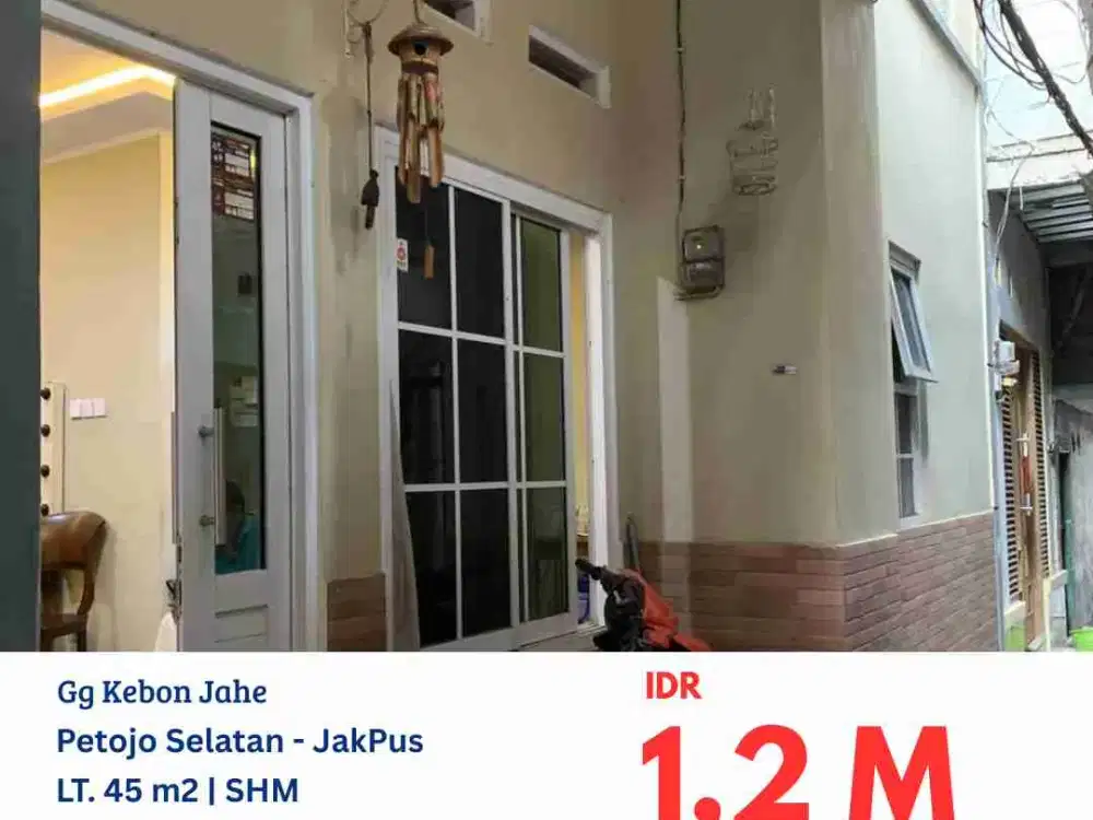 NVTDS0168 rumah rapih 3 lantai GG MOTOR di gang Kebon Jahe (masuk dari pasar Cideng Tomas) Jakarta Pusat