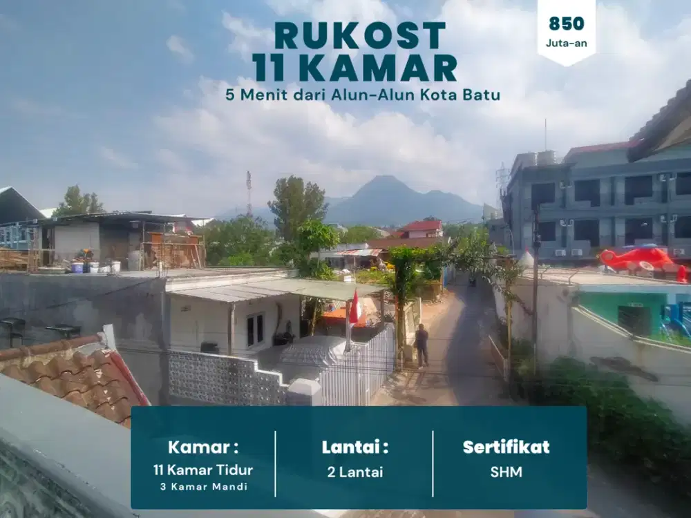 Peluang Investasi! Rukost 11 Kamar, 6 Menit ke Alun-Alun Batu