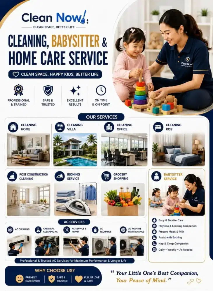 Jasa Cleaning service ,Babysitter, Jasa setrika ,dan service AC
