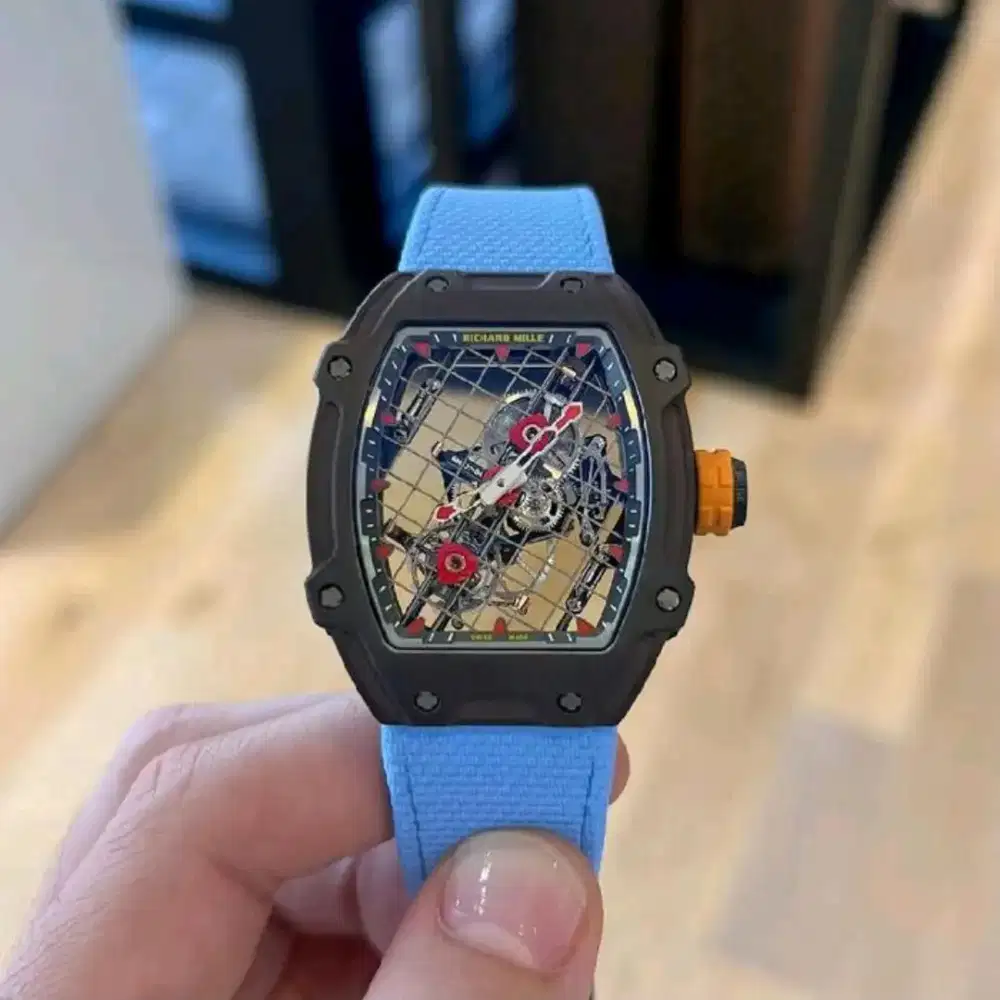 JAM TANGAN RM 67-04 CARBON BLUE CRMA7 THIN TOP TIER 5 SWISS TOURBILON