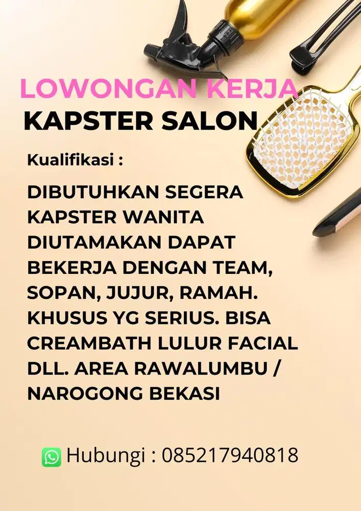 Lowongan kapster salon bekasi rawalumbu