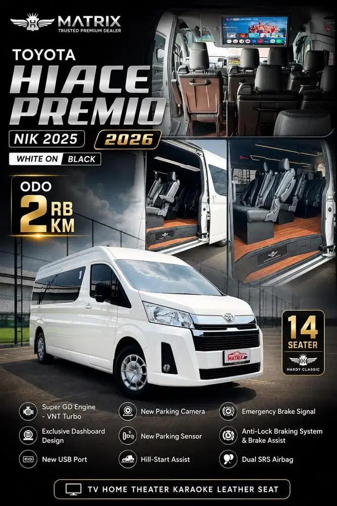 Toyota HiAce Premio 2026 Nik25 White on black Siap pakai
