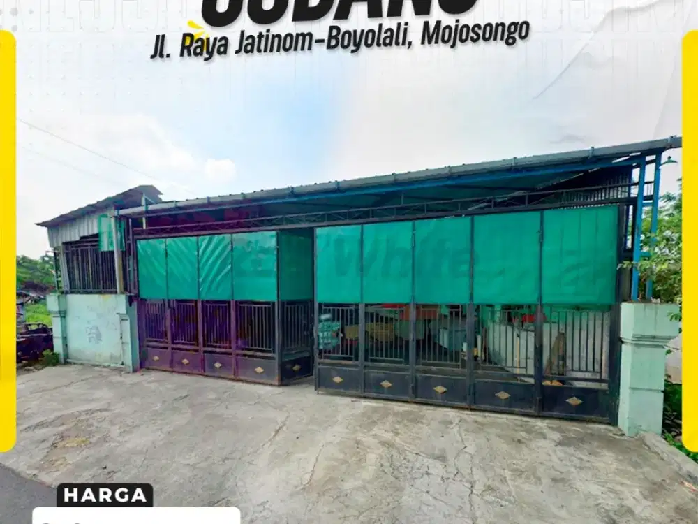 Gudang Strategis Full Bangunan Lantai Cor Muka Lebar 17m Pinggir Jalan Utama Raya Jatinom-Boyolali di Mojosongo Boyolali