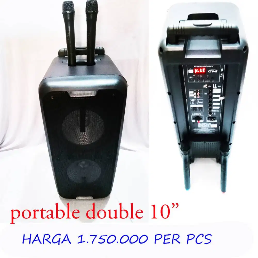 speaker portablee double 10 inch cocok buat acara /senam