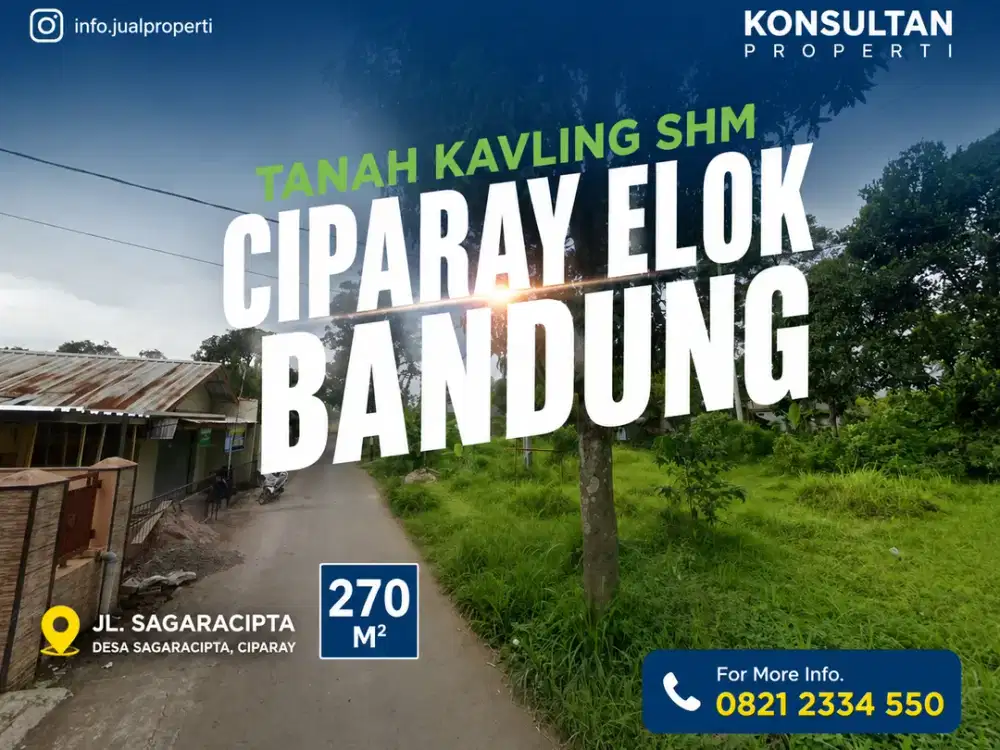 Dijual Tanah Kavling SHM 270 m²  Siap Bangun Dekat Alun-Alun Ciparay Bandung