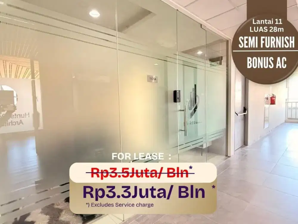 Kantor Disewakan 3 Juta-An [28m] Spazio Tower DEKAT TOL BANDARA