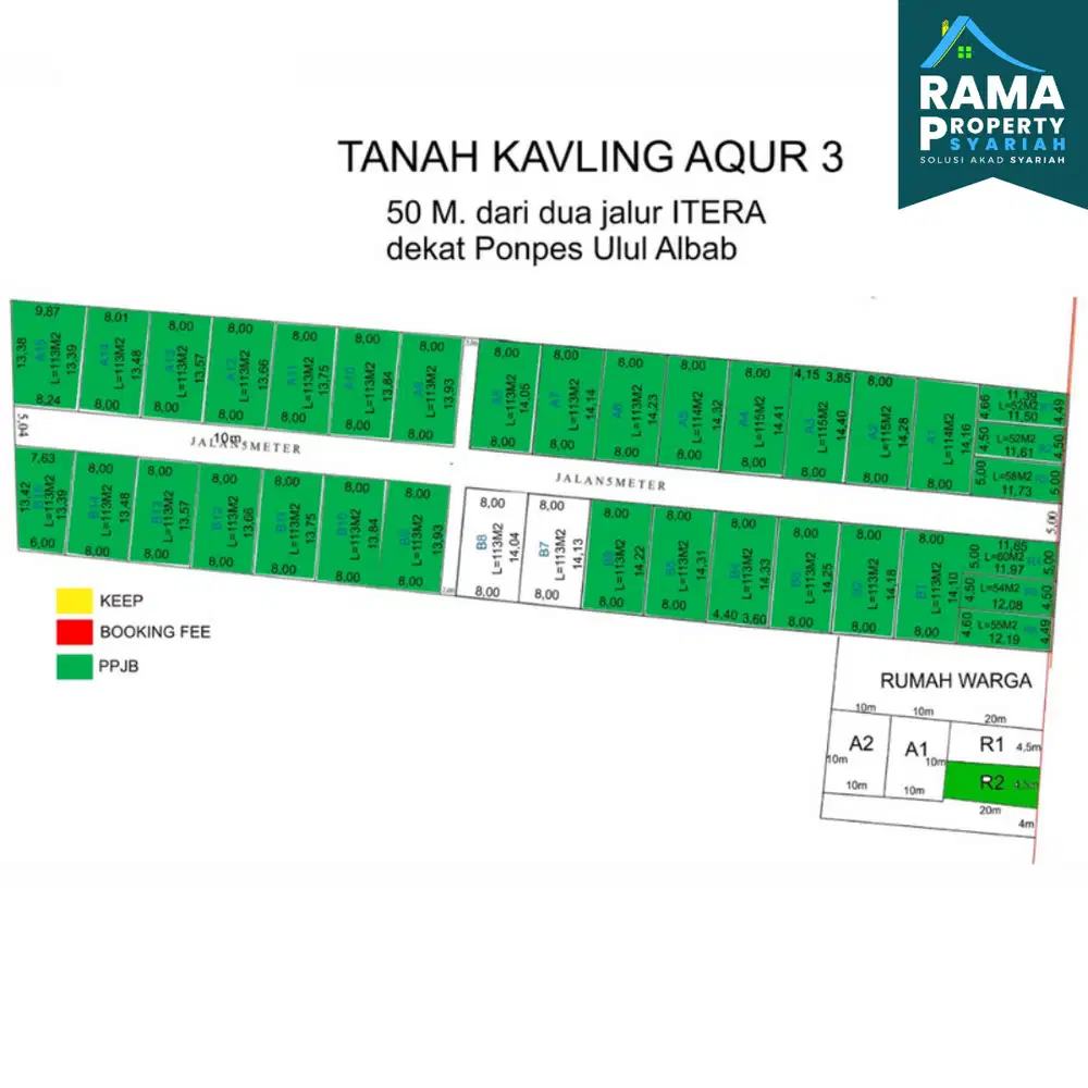 KAVLING RUKO KAMPUS ITERA DEKAT JALUR DUA N PONDOK ULUL ALBAB DP MURAH