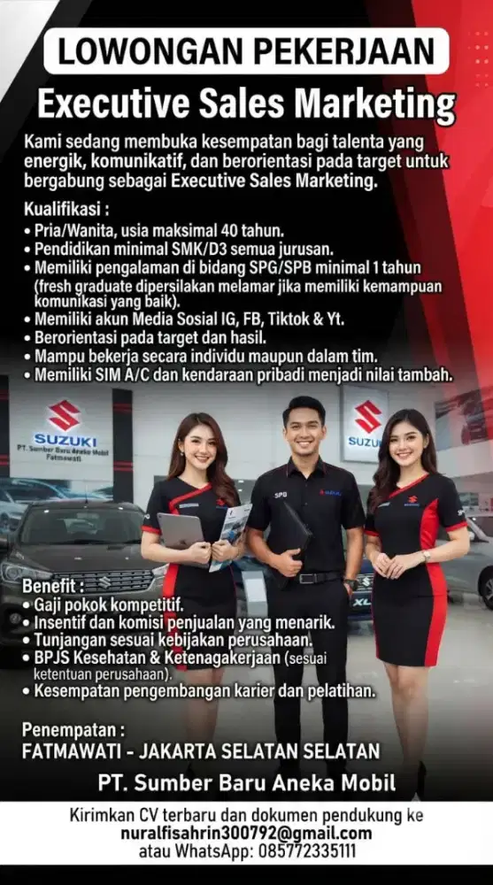 LOKER SPG SPB SALES MOBIL SUZUKI