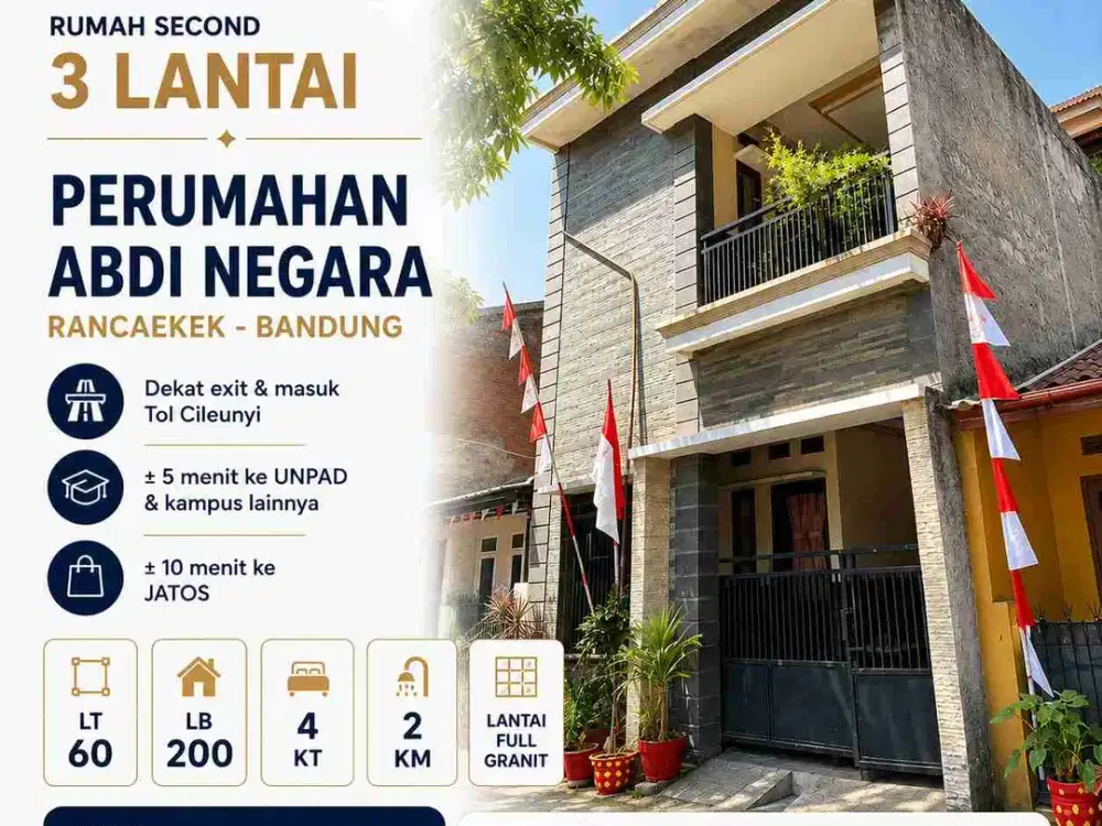 Rumah 3 lantai bangunan kokoh di Komplek Abdi Negara Rancaekek, Bandung