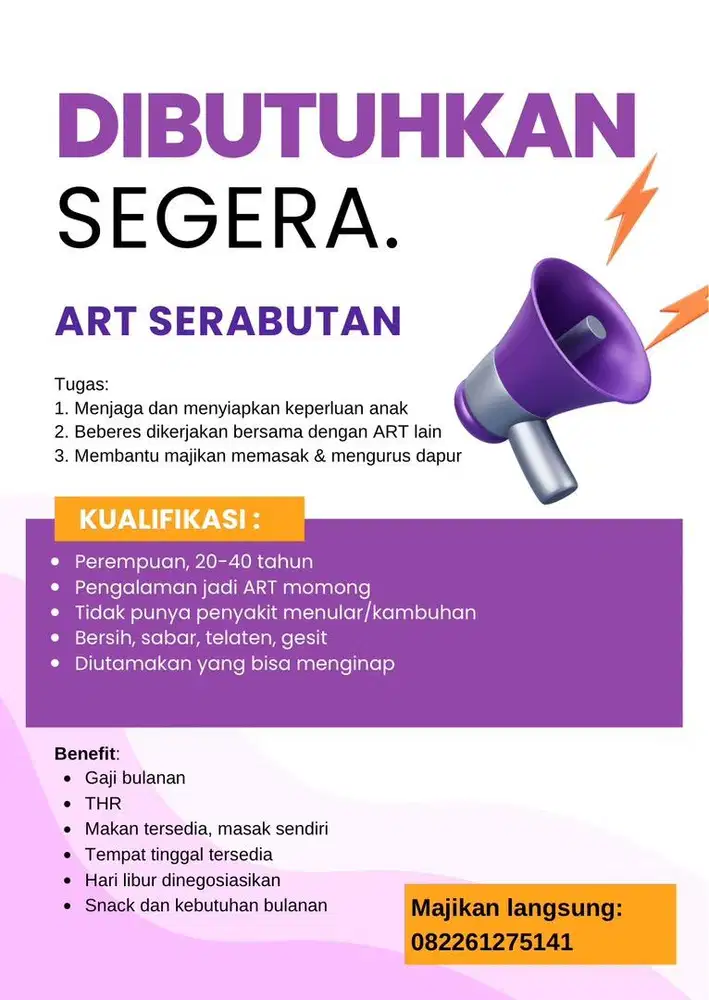 Lowongan ART Pamulang