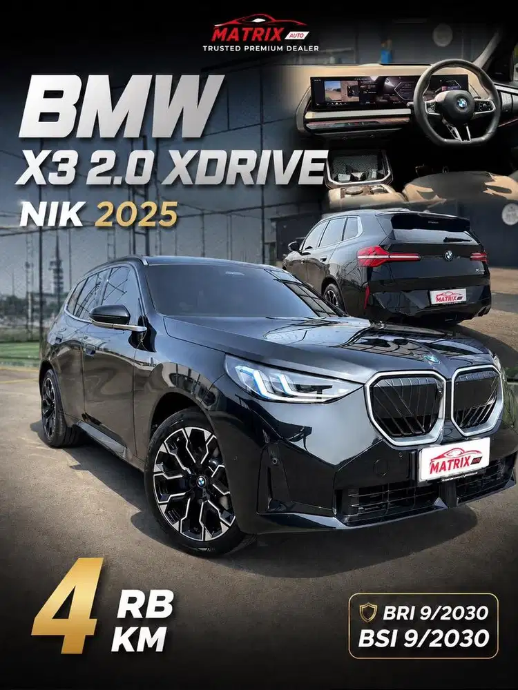 BMW X3 2.0 XDrive Nik 2025 Black on Black Siap pakai