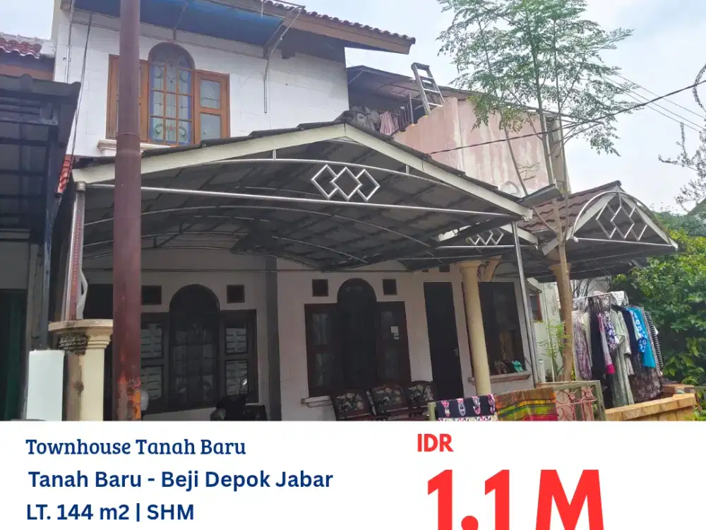 HFN0231 rumah 2 lantai HOOK masih dihuni di townhouse Tanah Baru, Beji, Depok, Jawa Barat