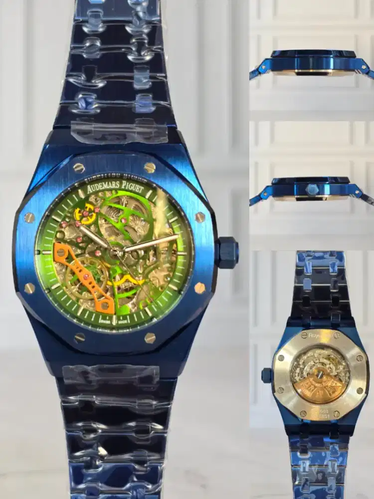 Jam Tangan Automatic AP ROO Ultra Thin Blue Electric in Skeleton
