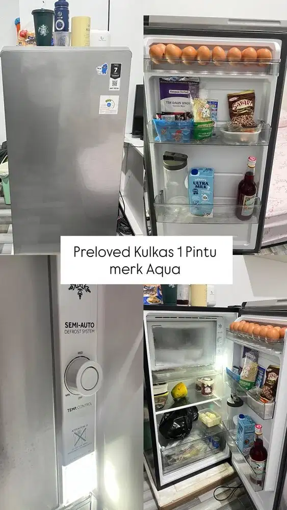 Preloved Kulkas 1 pintu merk Aqua
