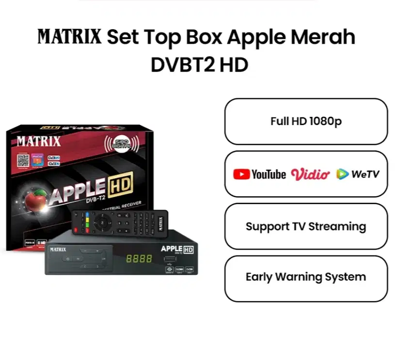 MATRIX - Set Top Box Apple Merah DVBT2 HD Receiver TV Digital