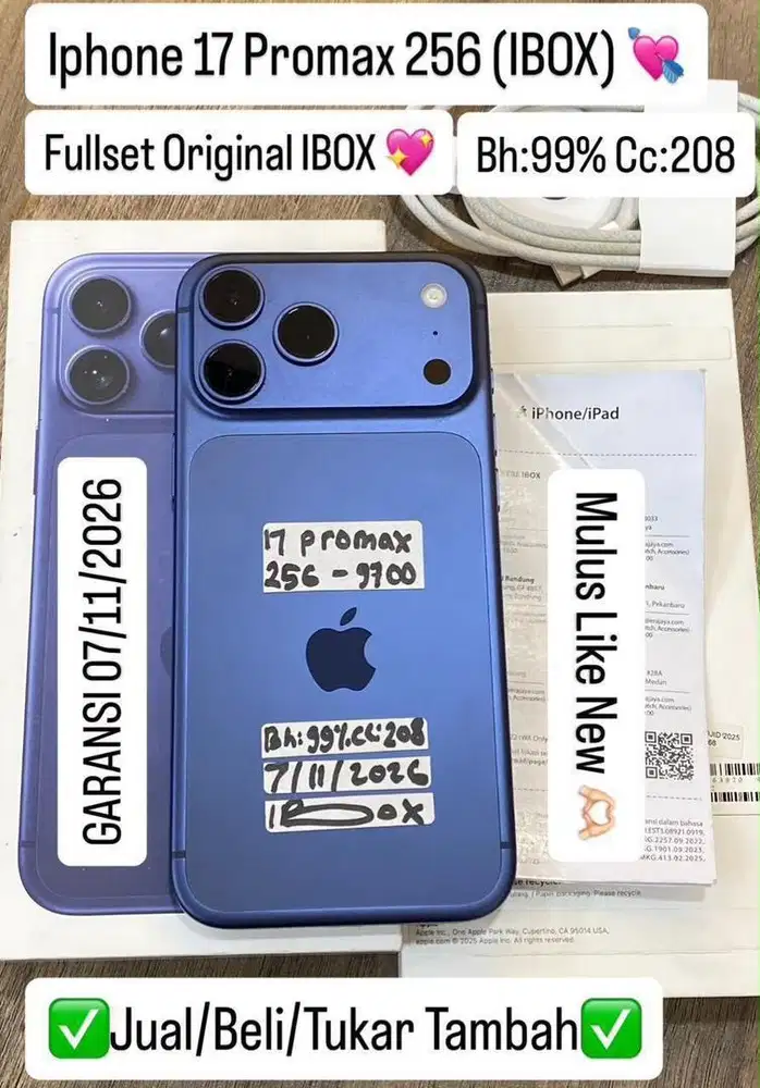 Iphone 17 Promax 256 Gb Deep Blue Ibox bisa cicilan tanpa dp