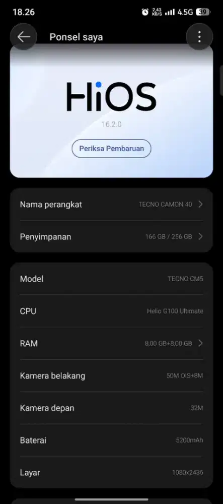Jual hp Tecno camon 40 ram8+8/256