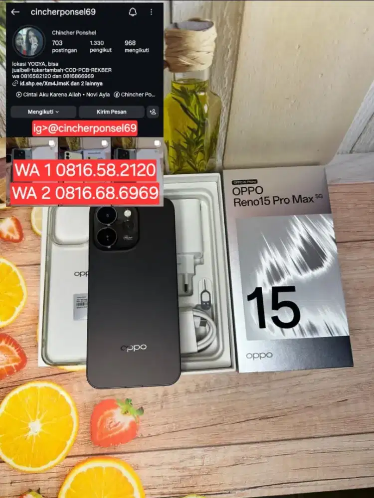 Jual hp likenew oppo reno 15 Pro Max 5g 12/512 bekas review saja