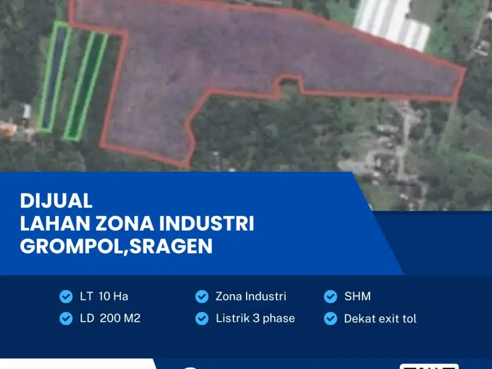 Dijual Tanah Zona Industri Lokasi Grompol,Sragen Luas 10 Ha